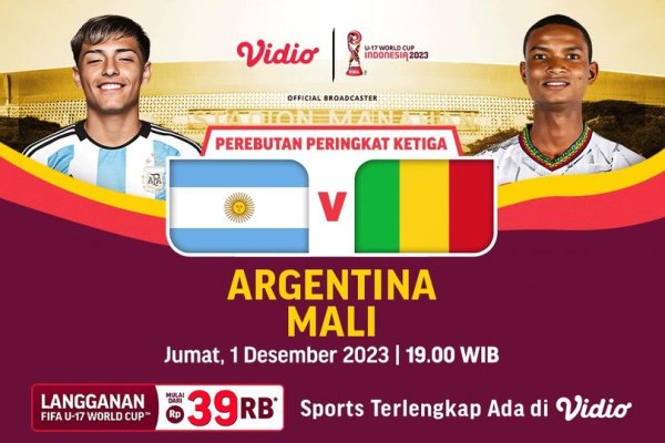 Live Streaming Piala Dunia U-17 2023: Argentina Vs Mali di Vidio, 1 Desember 2023